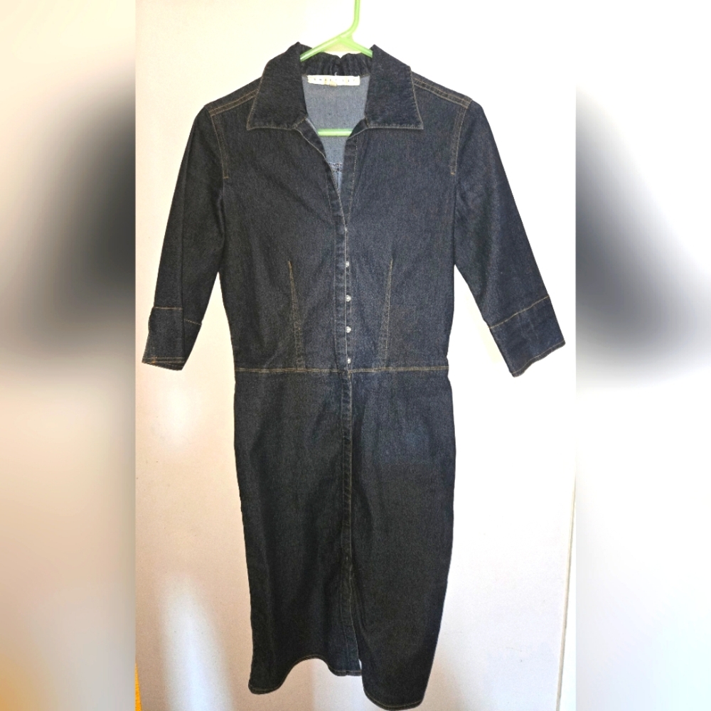 Dark Denim Button-Up Dress